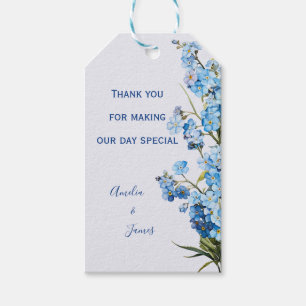 Elegante romantische 'vergeet-mij-niet' bloemenbru cadeaulabel