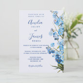 Elegante romantische 'vergeet-mij-niet' bloemenbru kaart (Staand voorkant)