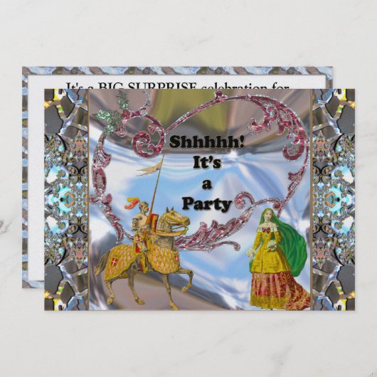 Elegante romantische verrassingsparty-uitnodiging kaart (Voorkant / Achterkant)