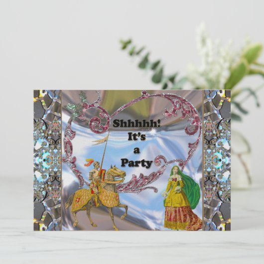 Elegante romantische verrassingsparty-uitnodiging kaart (Staand voorkant)