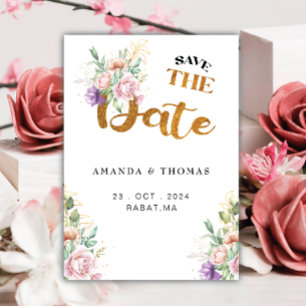 Elegante romantische vetplanten gouden groen save the date