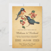 Elegante Romantische Vogels Huwelijksuitnodiging Kaart (Voorkant)