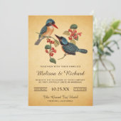 Elegante Romantische Vogels Huwelijksuitnodiging Kaart (Staand voorkant)