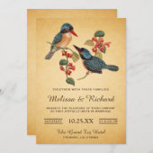 Elegante Romantische Vogels Huwelijksuitnodiging Kaart (Voorkant / Achterkant)