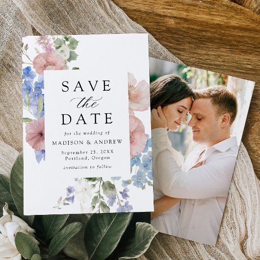 Elegante Romantische Waterverf Bloem Bruiloft Save The Date