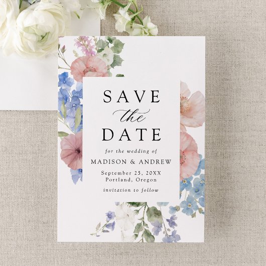 Elegante Romantische Waterverf Bloemachtige Bruilo Save The Date