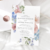 Elegante Romantische Waterverf Bloemen Lijst bruil Kaart