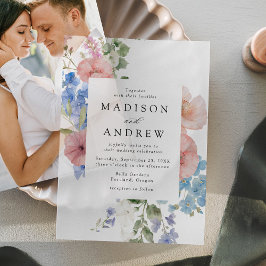 Elegante Romantische Waterverf Bloemen Lijst bruil Vellum Uitnodigingen