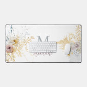 Elegante romantische Waterverf bloemen monogram Bureaumat (Keyboard & Muis)