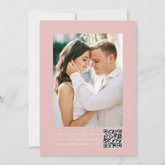 Elegante Romantische Waterverf Bloemen QR Code Huw Save The Date (Achterkant)