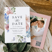 Elegante Romantische Waterverf Bloemen QR Code Huw Save The Date