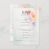 Elegante Romantische Waterverf Bloemen Trouwantwoo RSVP Kaartje (Voorkant / Achterkant)