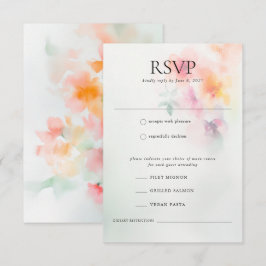 Elegante Romantische Waterverf Bloemen Trouwantwoo RSVP Kaartje