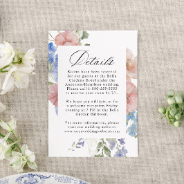 Elegante Romantische Waterverf Bloemen Trouwdetail Informatiekaartje