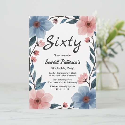 Elegante Romantische Waterverf Bloemen Zomerverjaa Kaart (Staand voorkant)