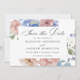 Elegante Romantische Waterverf Bloemenfoto bruilof Save The Date