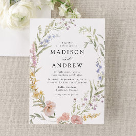 Elegante Romantische Waterverf Bloemenkrans bruilo Kaart