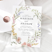 Elegante Romantische Waterverf Bloemenkrans bruilo Kaart