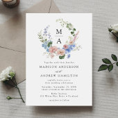Elegante Romantische Waterverf Bloemenkrans bruilo Kaart