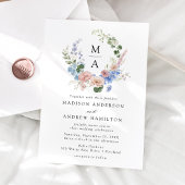 Elegante Romantische Waterverf Bloemenkrans bruilo Kaart