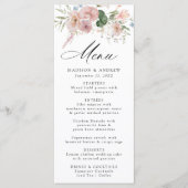 Elegante Romantische Waterverf Bloemige Bruiloft Menu (Voorkant)