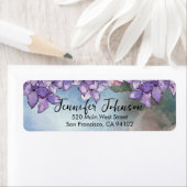 Elegante Romantische Waterverf Paarse Hortensia Fr Etiket