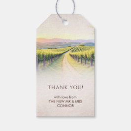 Elegante Romantische Wijngaard Rustieke Bruiloft Cadeaulabel