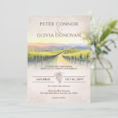 Elegante romantische wijngaard rustieke bruiloft kaart (Staand voorkant)