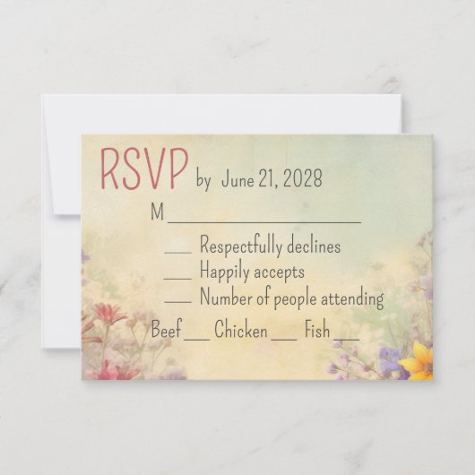 Elegante romantische wilde bloem RSVP kaartje (Voorkant)