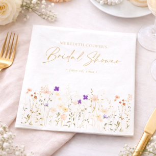 Elegante Romantische Wilde Bloemen Bruidsdouche Servet