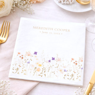 Elegante romantische wilde bloemen bruiloftsdouche servet