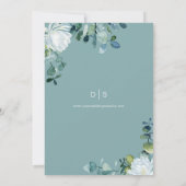 Elegante romantische witte bloemen eucalyptus brui save the date (Achterkant)