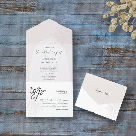 Elegante Romantische Witte Kanten Bloemen All In One Uitnodiging