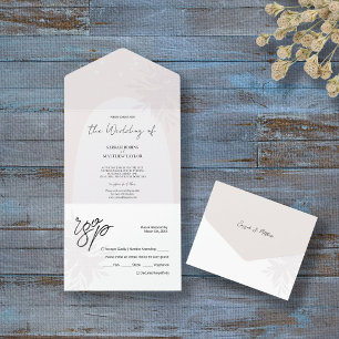 Elegante Romantische Witte Kanten Bloemen All In One Uitnodiging