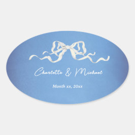 Elegante Romantische Witte Lint Huwelijk Ovale Sticker