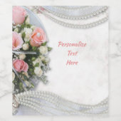 Elegante & Romantische Witte Parels Roze Rozen Wijn Etiket (Enkel label)