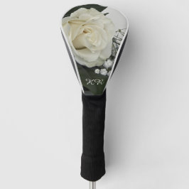 Elegante & romantische witte roos gepersonaliseerd golfheadcover