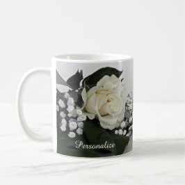 Elegante & Romantische Witte Roos Gepersonaliseerd Koffiemok
