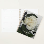 Elegante & Romantische Witte Roos Gepersonaliseerd Planner (Display)