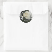 Elegante & Romantische Witte Roos Gepersonaliseerd Ronde Sticker (Tas)