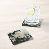 Elegante & Romantische Witte Roos Personaliseer Kartonnen Onderzetters (Insitu)