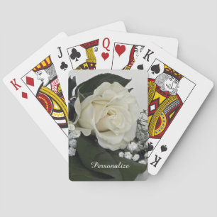 Elegante & Romantische Witte Roos Personaliseer Pokerkaarten