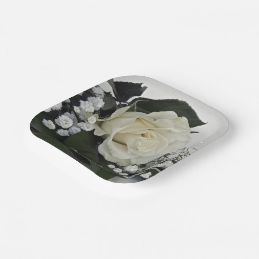 Elegante & Romantische Witte Roos Personaliseerbaa Papieren Bordje (Gebogen)