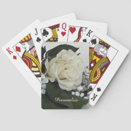 Elegante & Romantische Witte Roos Personaliseerbaa Pokerkaarten