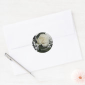 Elegante & Romantische Witte Roos Personaliseerbaa Ronde Sticker (Envelop)