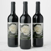 Elegante & Romantische Witte Roos Personaliseerbaa Wijn Etiket (Flessen)