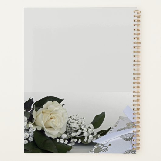 Elegante & Romantische Witte Roos Persoonlijk Gema Planner (Achterkant)