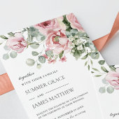 Elegante romantische zachte blos roze bloemenbruil kaart