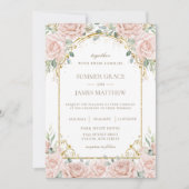 Elegante Romantische Zachte Blush Rozen Floral Wed Kaart (Voorkant)