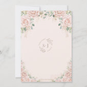 Elegante Romantische Zachte Blush Rozen Floral Wed Kaart (Achterkant)
